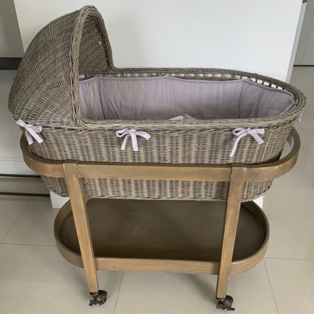 Restorariom Hardware Wicker Bassinet Grey